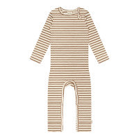 Petit Piao Jumpsuit L/S Modal Stripes - Walnut Brown/ Off-White