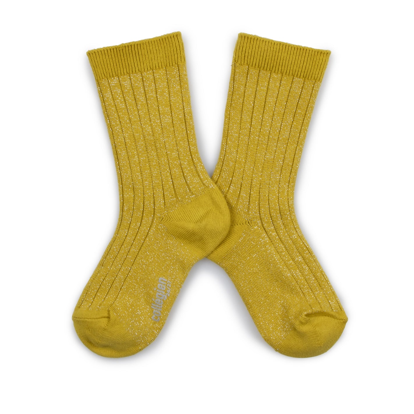 Collegien Victoire Glitter Ribbed Crew Socks - Kiwi Doré