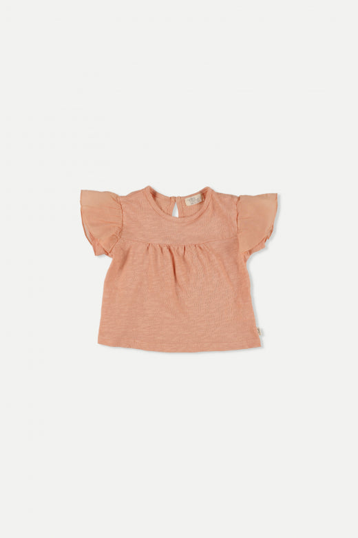 My Little Cozmo Oli Slub Flutter Sleeves Baby T-shirt - Pink