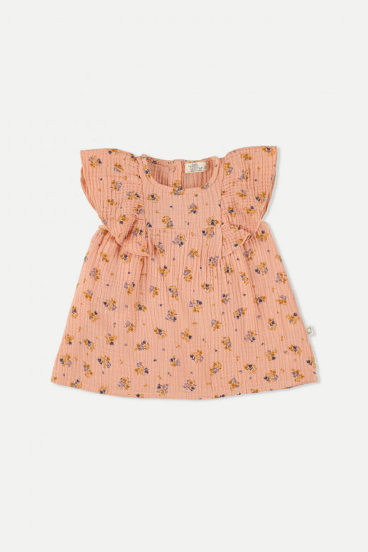 My Little Cozmo Sophia Bouquet Gauze Baby Dress - Pink