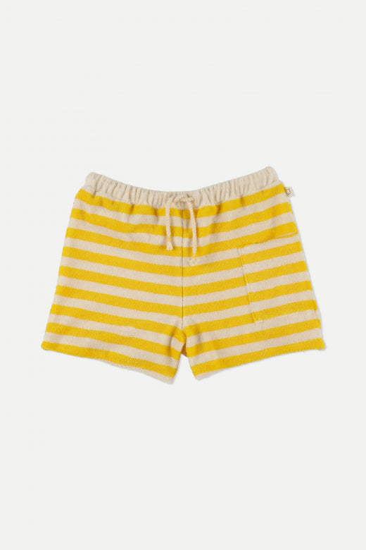 My Little Cozmo Brodyk Organic Toweling Stripes Bermuda Shorts - Yellow