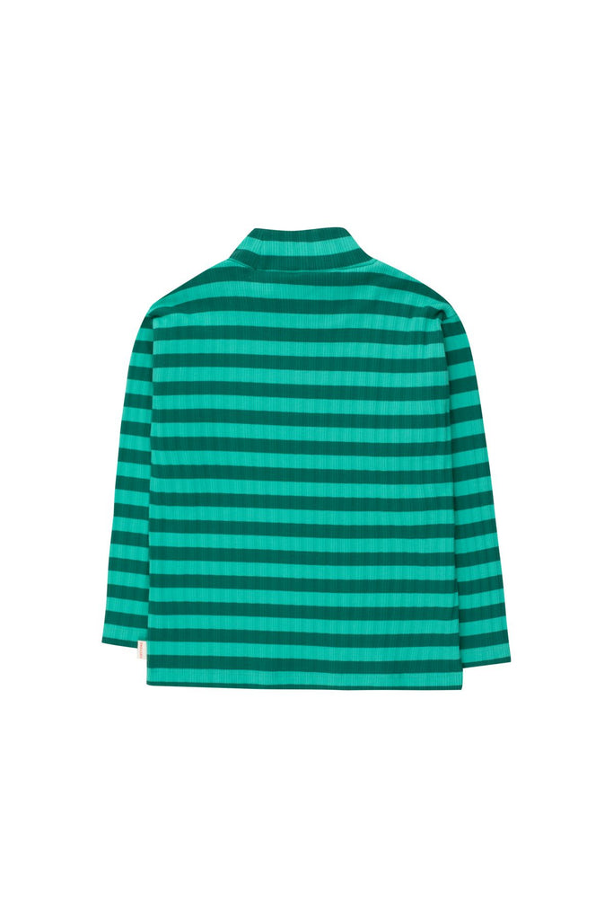 Tiny Cottons Stripes Mockneck Tee - Emerald/ Dark Green