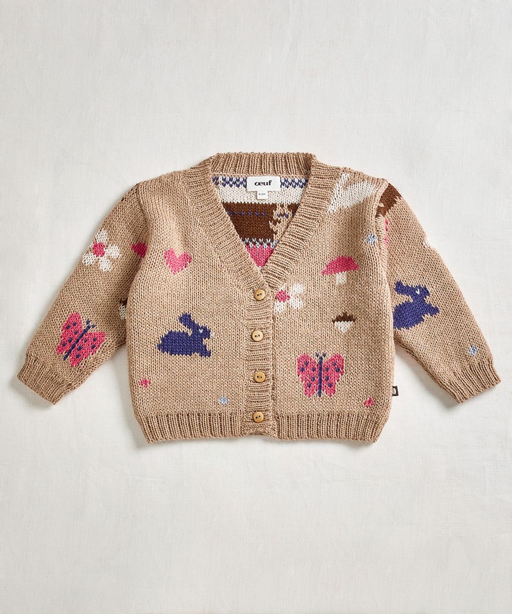 Oeuf Motif Cardigan - Sand/ Multi Motif