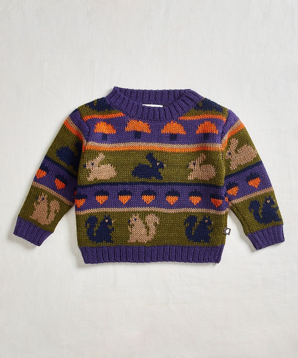 Oeuf Stripe Motif Sweater - Moss