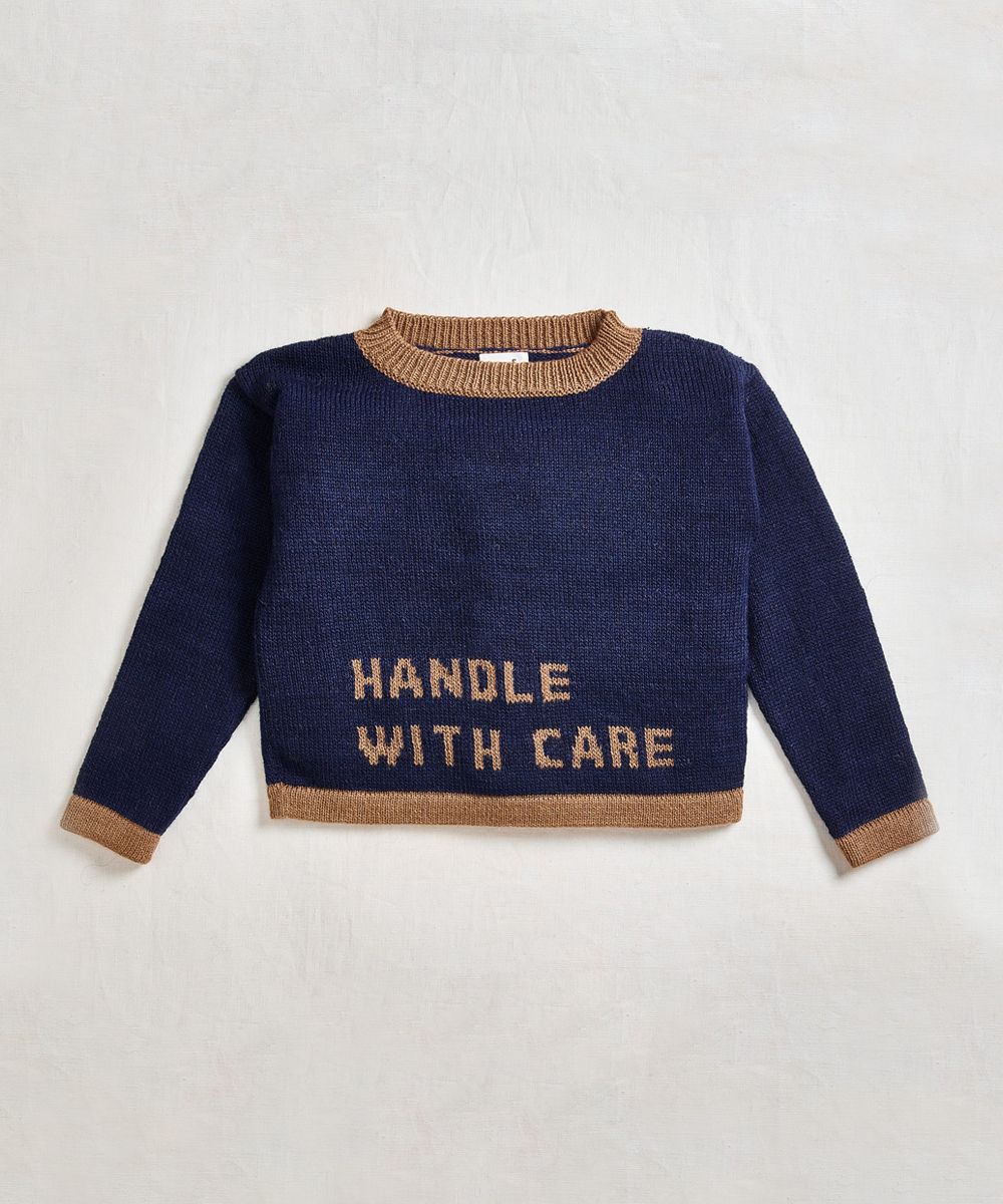 Oeuf Intarsia Text Sweater - Inigo Handle With Care