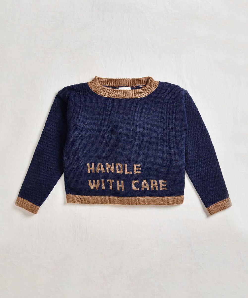 Oeuf Intarsia Text Sweater Inigo Handle With Care