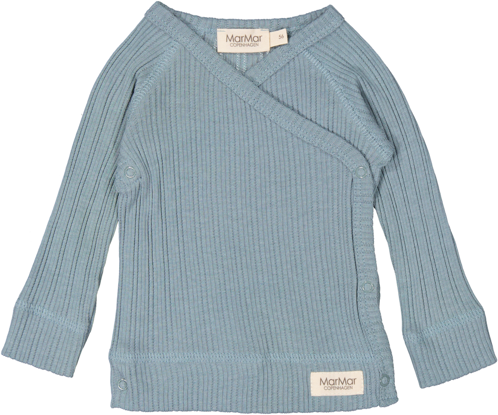 MarMar Copenhagen Tut Wrap Shirt- Blue Dove Pointelle