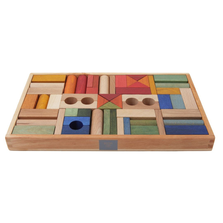 Wooden Story Wooden Blocks in Tray - 54 Pcs Rainbow