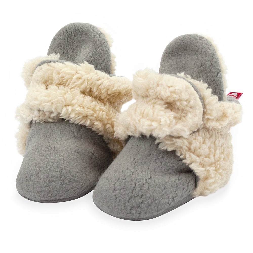 Zutano Cozie Furry Gripper Booties - Grey