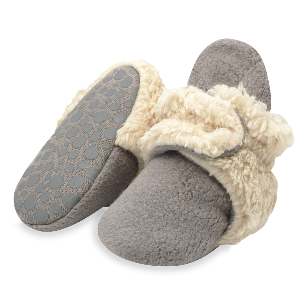Zutano Cozie Furry Gripper Booties - Grey