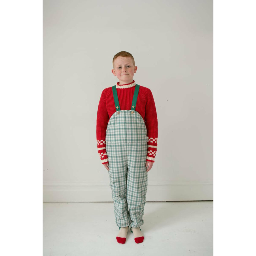 Fin & Vince Waterproof Dungarees - French Plaid Fern