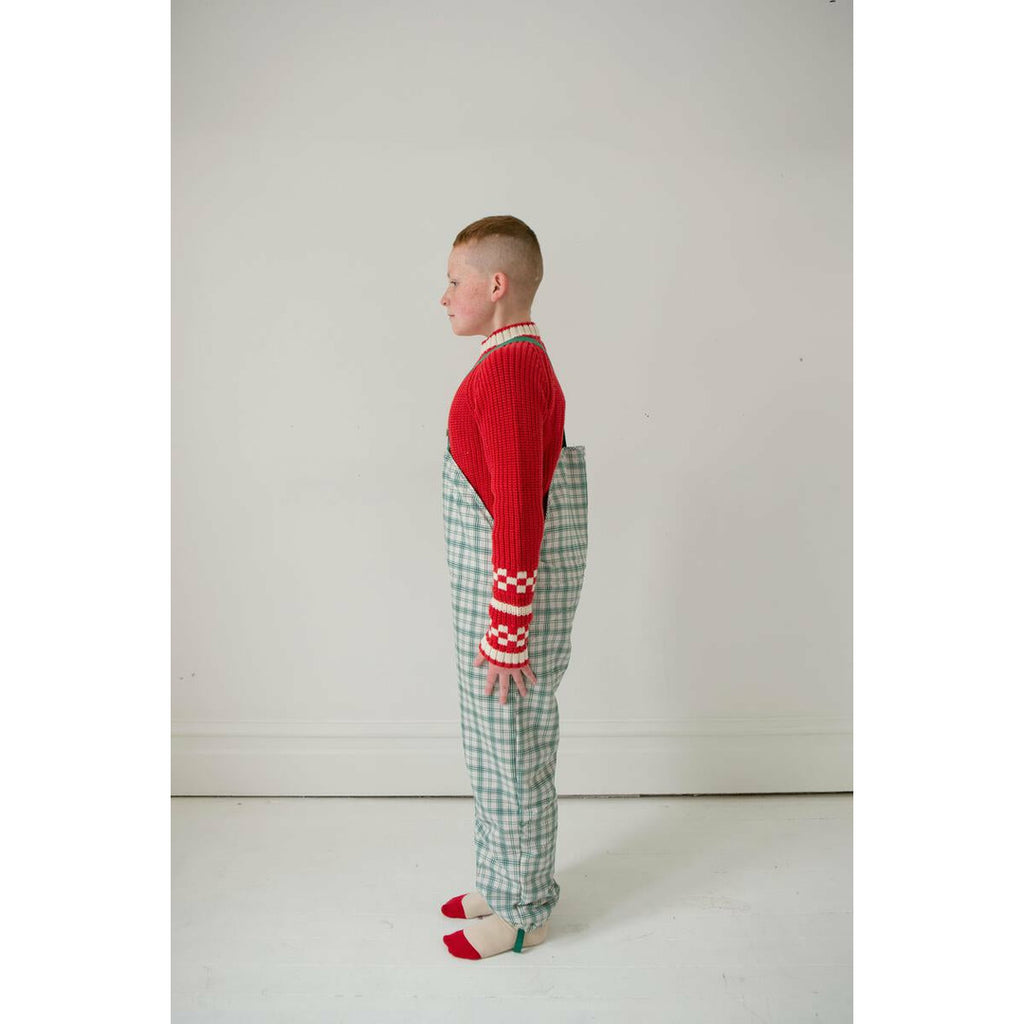 Fin & Vince Waterproof Dungarees - French Plaid Fern