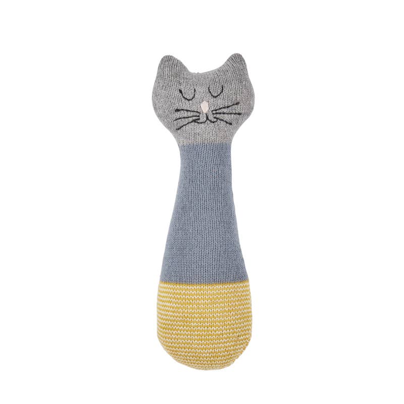 Sophie Home Cotton Knit Baby Rattle- Cat