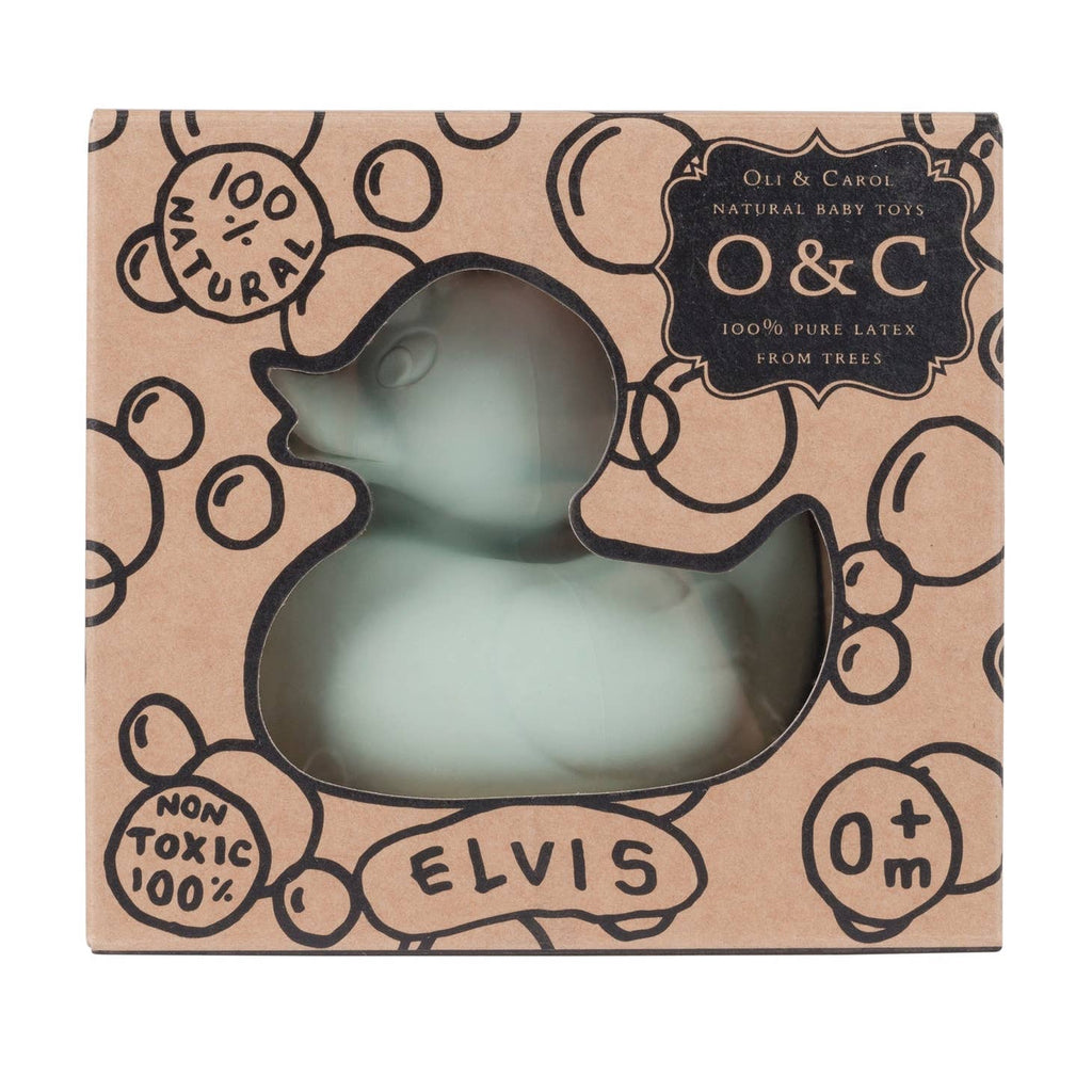 Oli & Carol Natural Rubber Toy Elvis the Duck - Mint