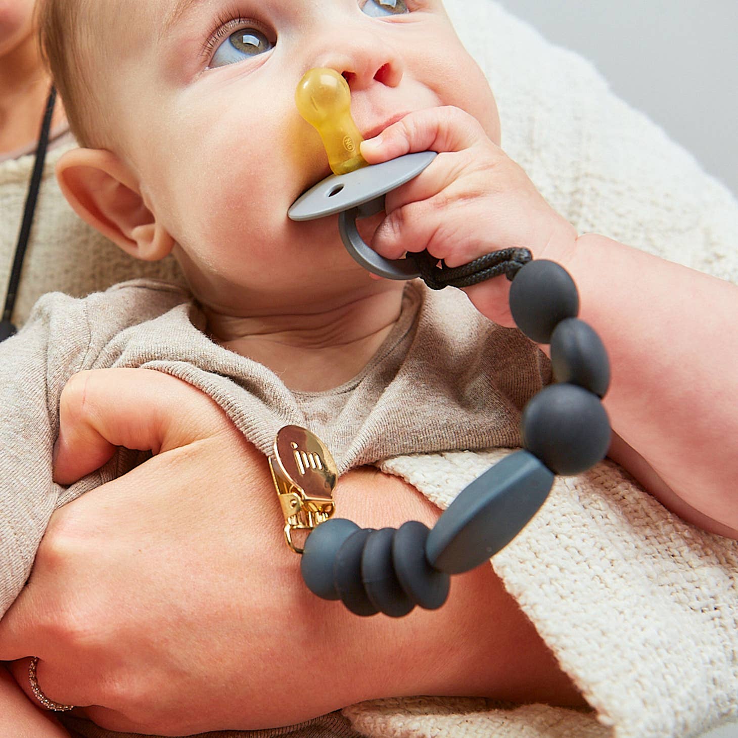 January Moon Pacifier Clip - Charcoal