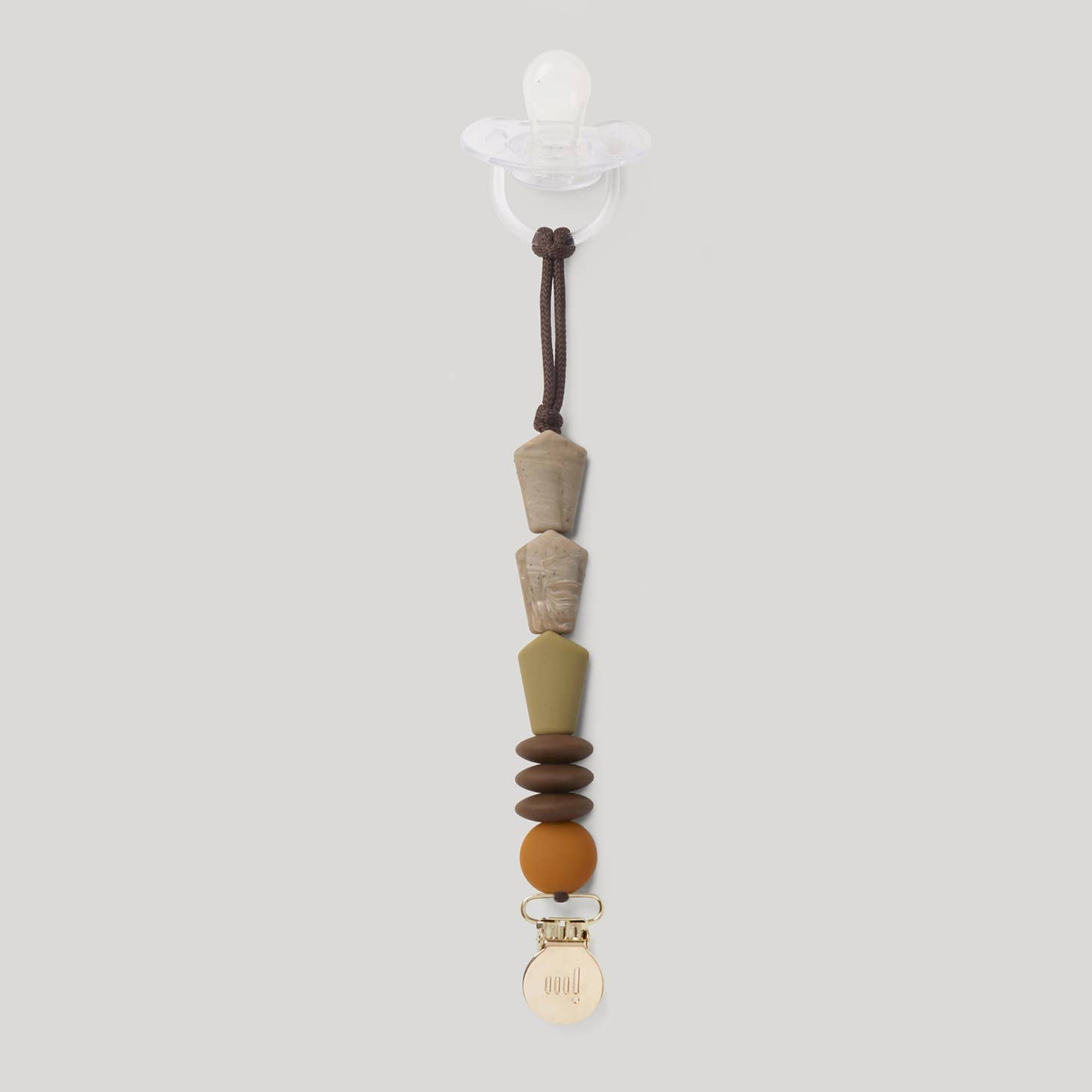 January Moon Pacifier Clip - Saddle