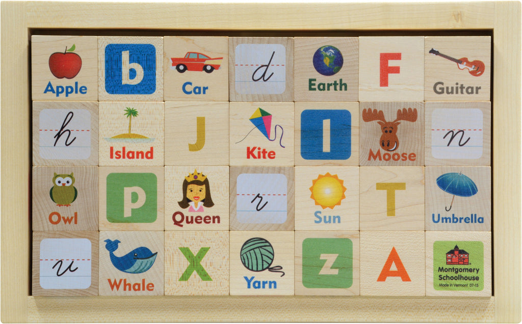 Maple Landmark Letter Picture Blocks in Tray
