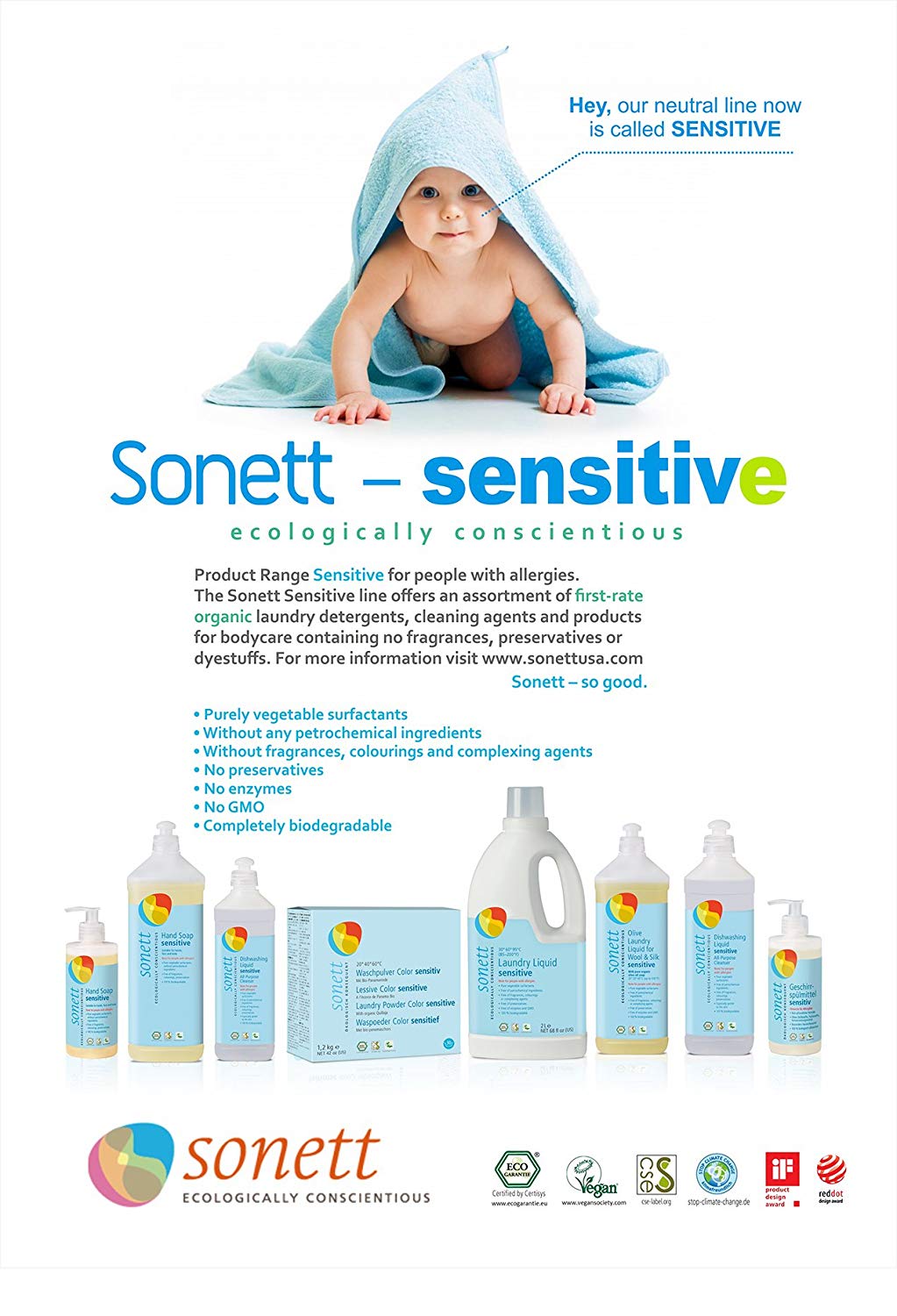 Sonett Laundry Liquid Sensitive 68oz
