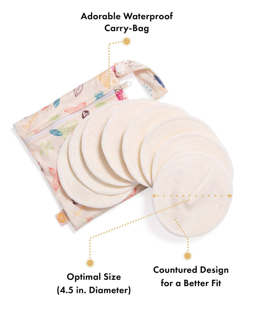Washable Organic Bamboo Nursing Pads (10-Count) in bag