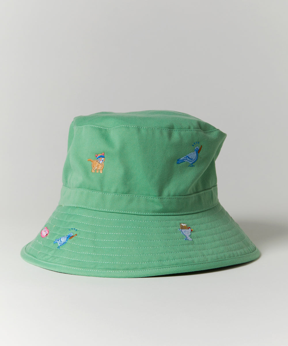 Oeuf Embroidered Bucket Hat - Absinthe/Franglais Embroidery