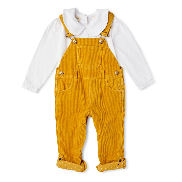 Dotty Dungarees Chunky Ochre Cord Dungarees