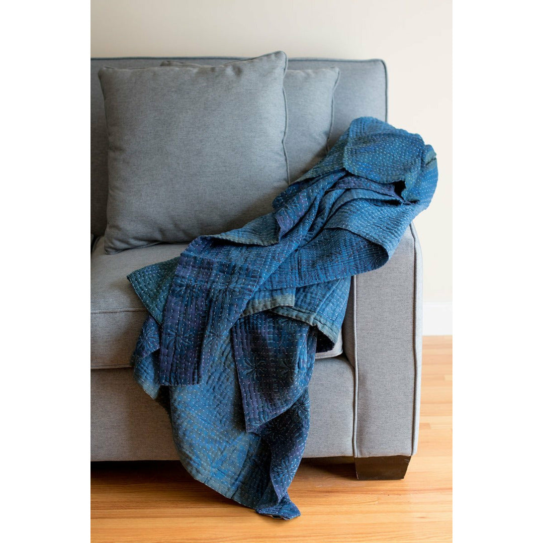 Natural Indigo Dyed Kantha Throw