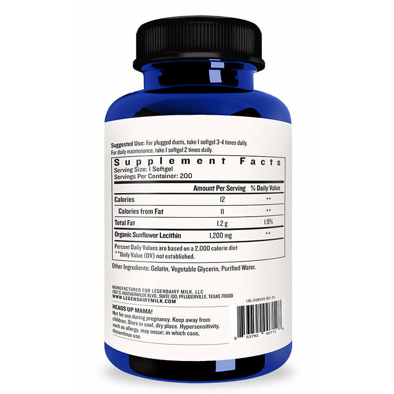 Legendairy Milk Sunflower Lecithin  (1200mg of Organic Sunflower Lecithin per Softgel)