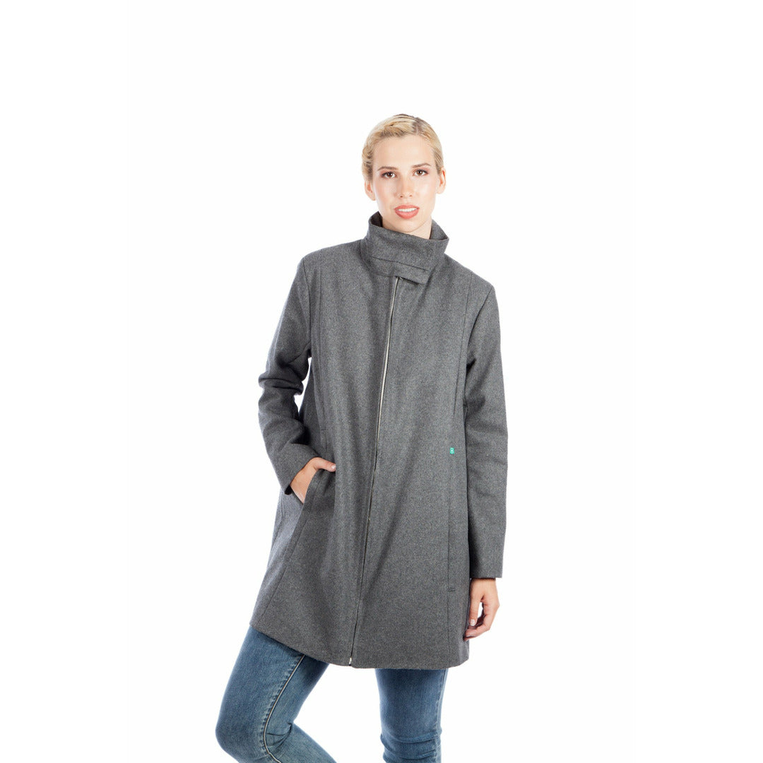 Modern Eternity Lauren Wool 3-in-1 Maternity and Babywearing Coat Dark Grey - Front