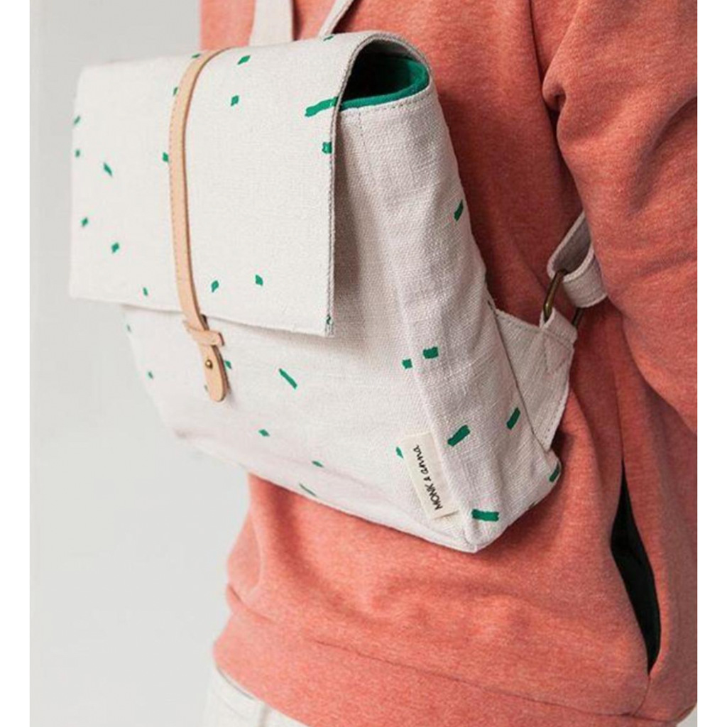 Monk & Anna Kodomo Backpack - Stripes Emerald Green