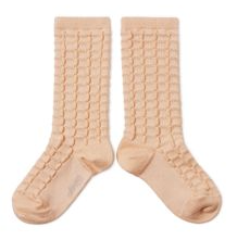 Collegien Camille Textured Checked-knit Knee-high Socks - Sorbet