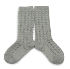 Collegien Camille Textured Checked-knit Knee-high Socks - Aigue Marine