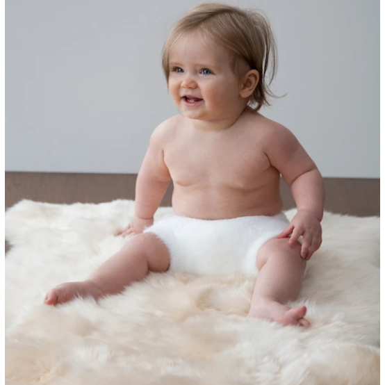 Elks & Angels Unshorn Natural Lambskin Baby Rug