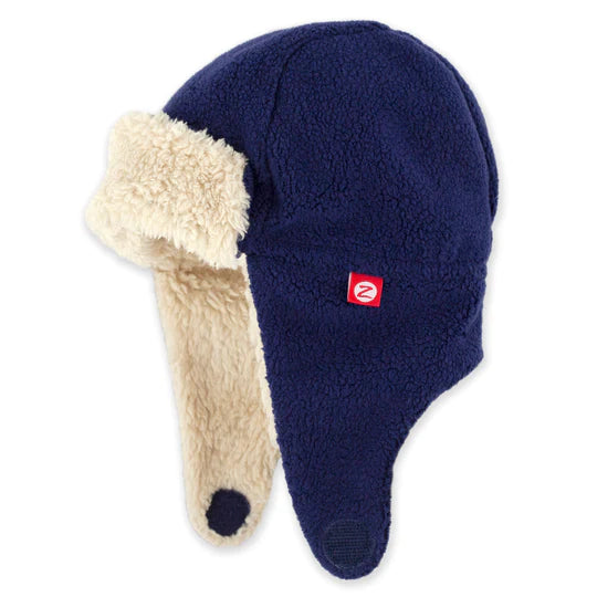 Zutano Furry Fleece Trapper Hat - True Navy