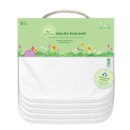 Green Sprouts Stay Dry Burp Pads - 5 Pack
