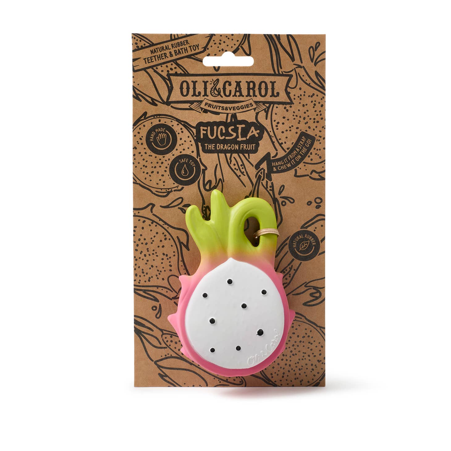 Oli & Carol Natural Rubber Teether - Fucsia the Dragonfruit
