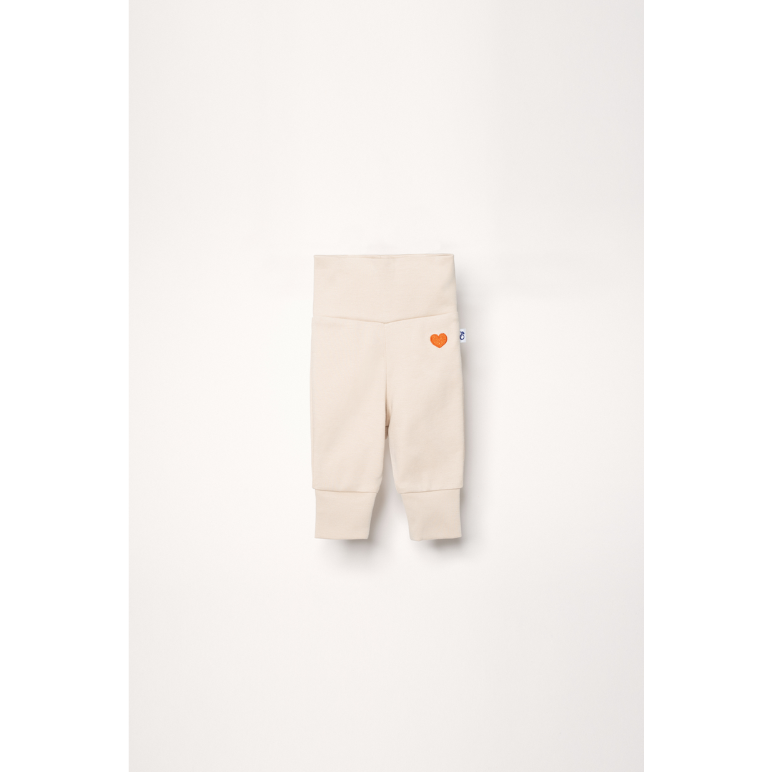 Granelito Cotton Pants with Heart Embroidery - Sand