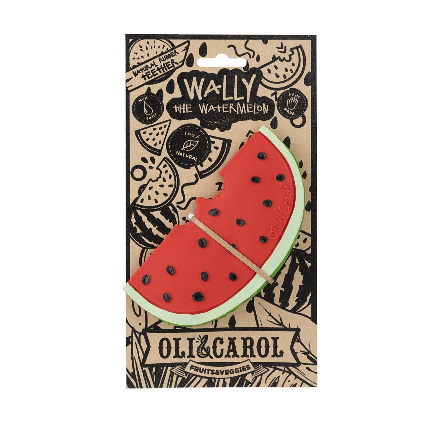 Oli & Carol Natural Rubber Teether - Wally the Watermelon