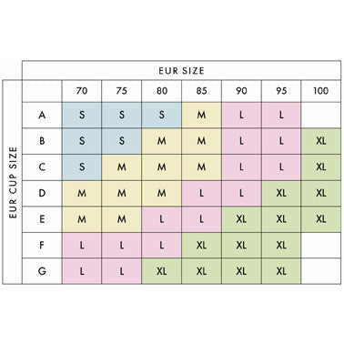 Boob Design Fast Food Bra - Size Chart
