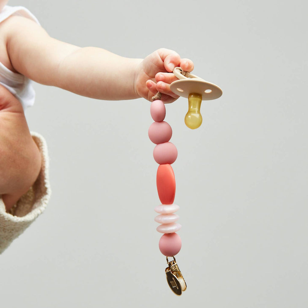 January Moon Pacifier Clip - Rose