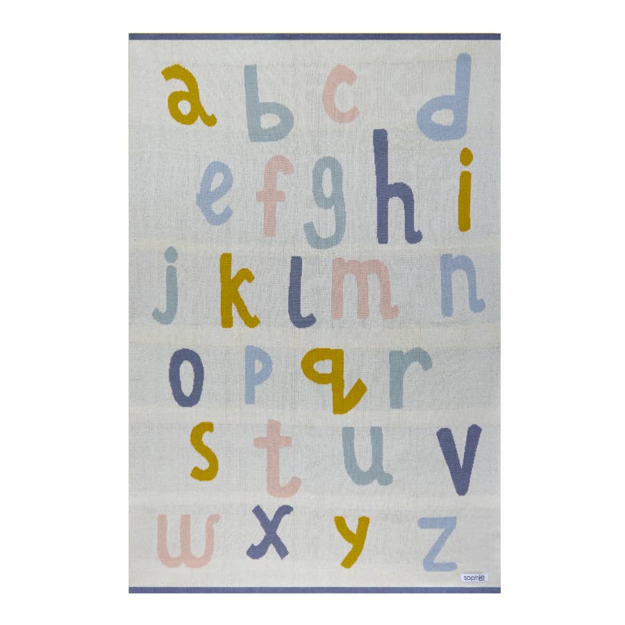 Sophie Home Cotton Knit Stroller Pram Blanket - Alphabet