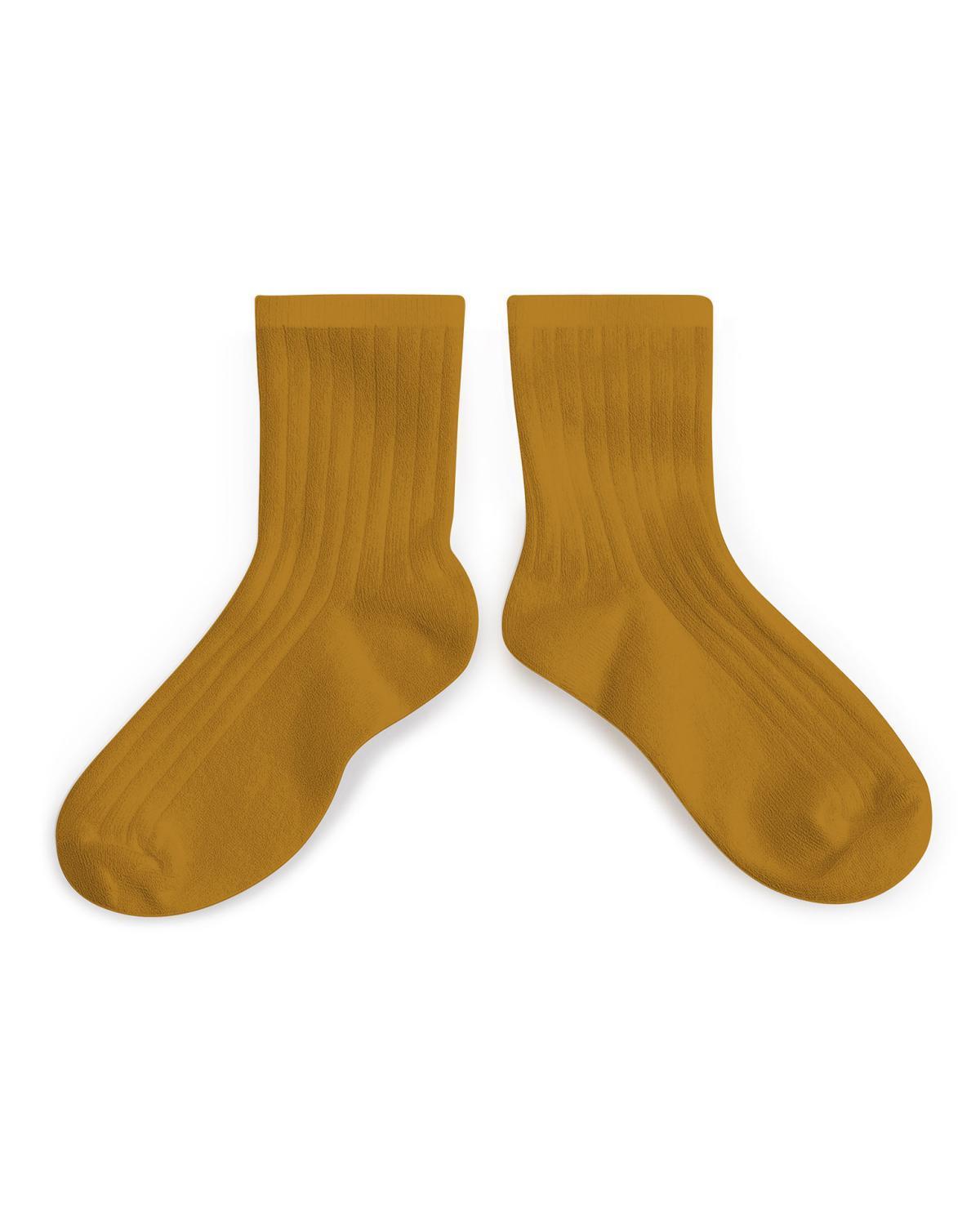 Collegien La Mini Ribbed Ankle Socks - Moutarde de Dijon