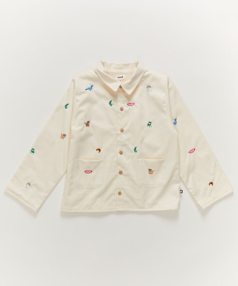 Oeuf Jacket - Gardenia/Franglais Embroidery