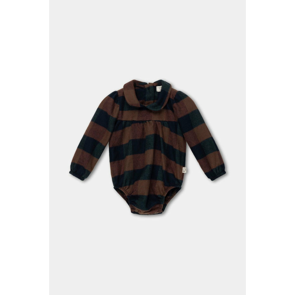 My Little Cozmo Clara Organic Plaid Romper