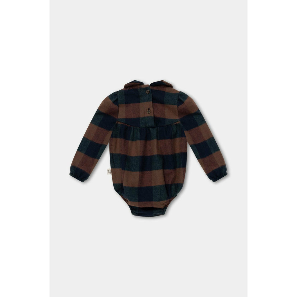 My Little Cozmo Clara Organic Plaid Romper