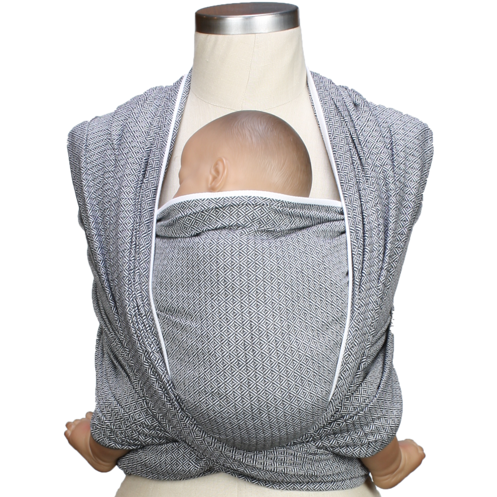 Storchenwiege Woven Wrap Baby Carrier - Leo Black White