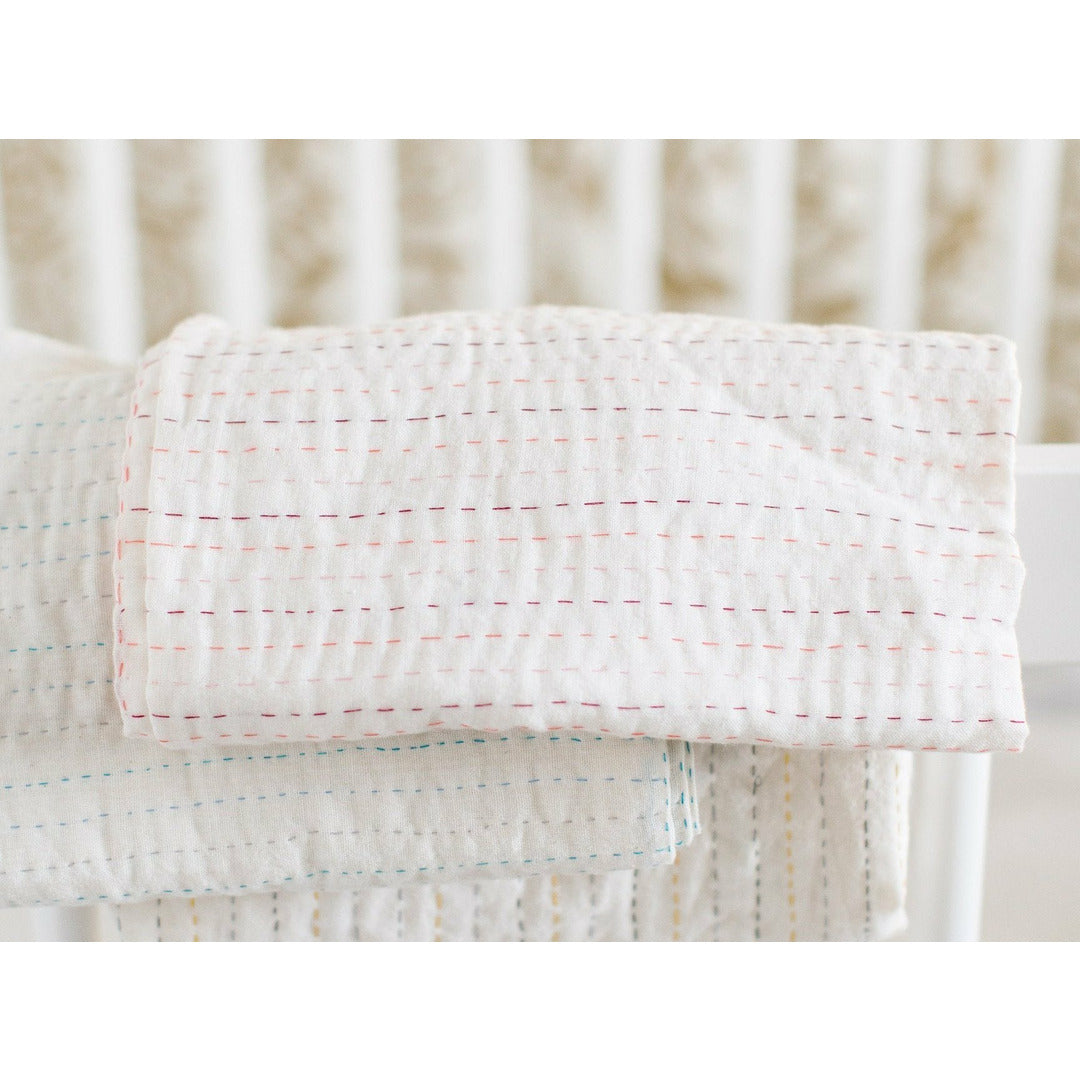 Dignify Baby Swaddle, Natural, Pink hue stitching