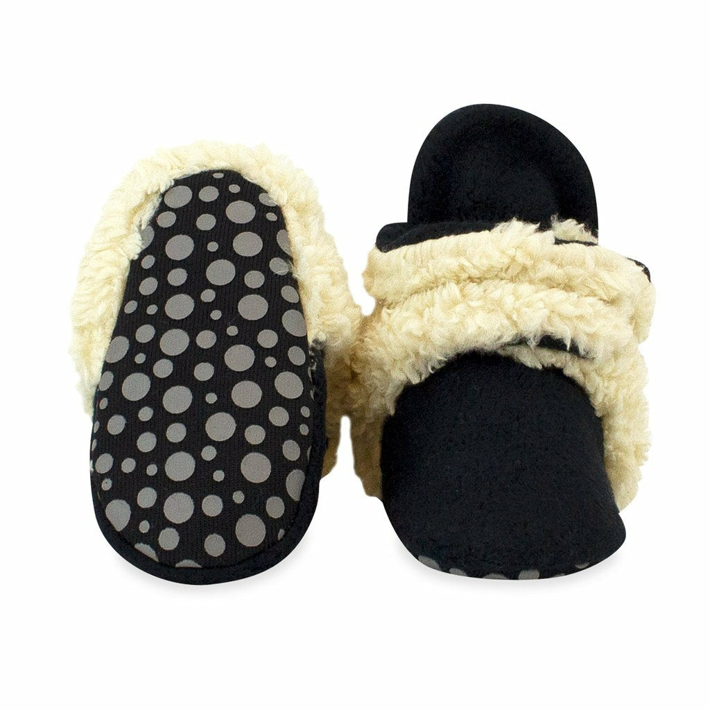 Zutano Cozie Furry Fleece Gripper Bootie - Black